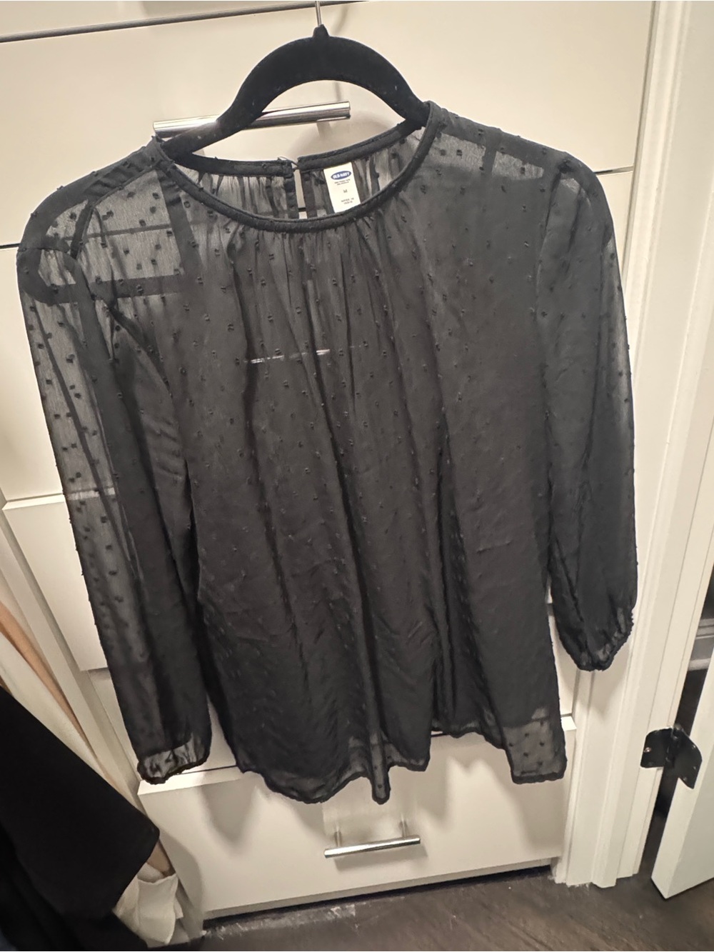 Old Navy Black Sheer Swiss Dot Blouse